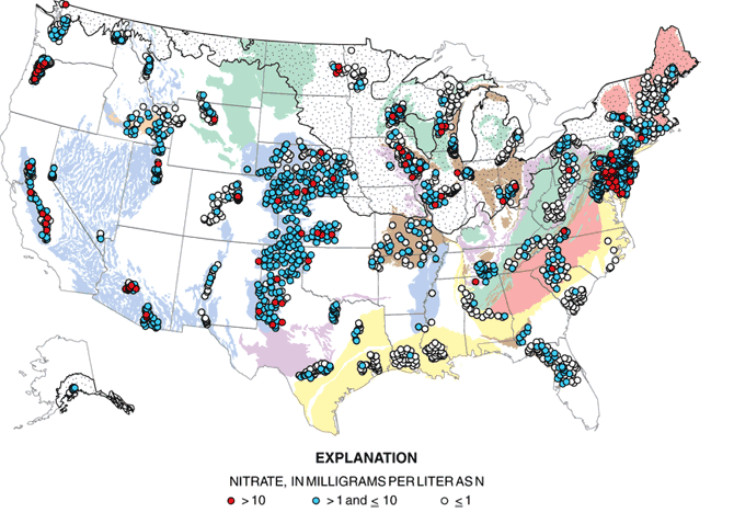 Nitrates in well water and ground water
