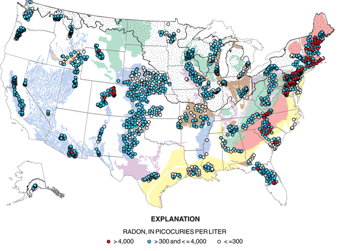 Radon in well water and ground water